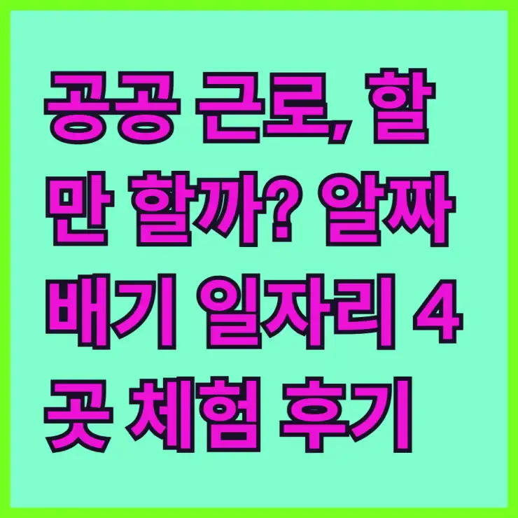 공공 근로, 할만 할까? 알짜배기 일자리 4곳 체험 후기
